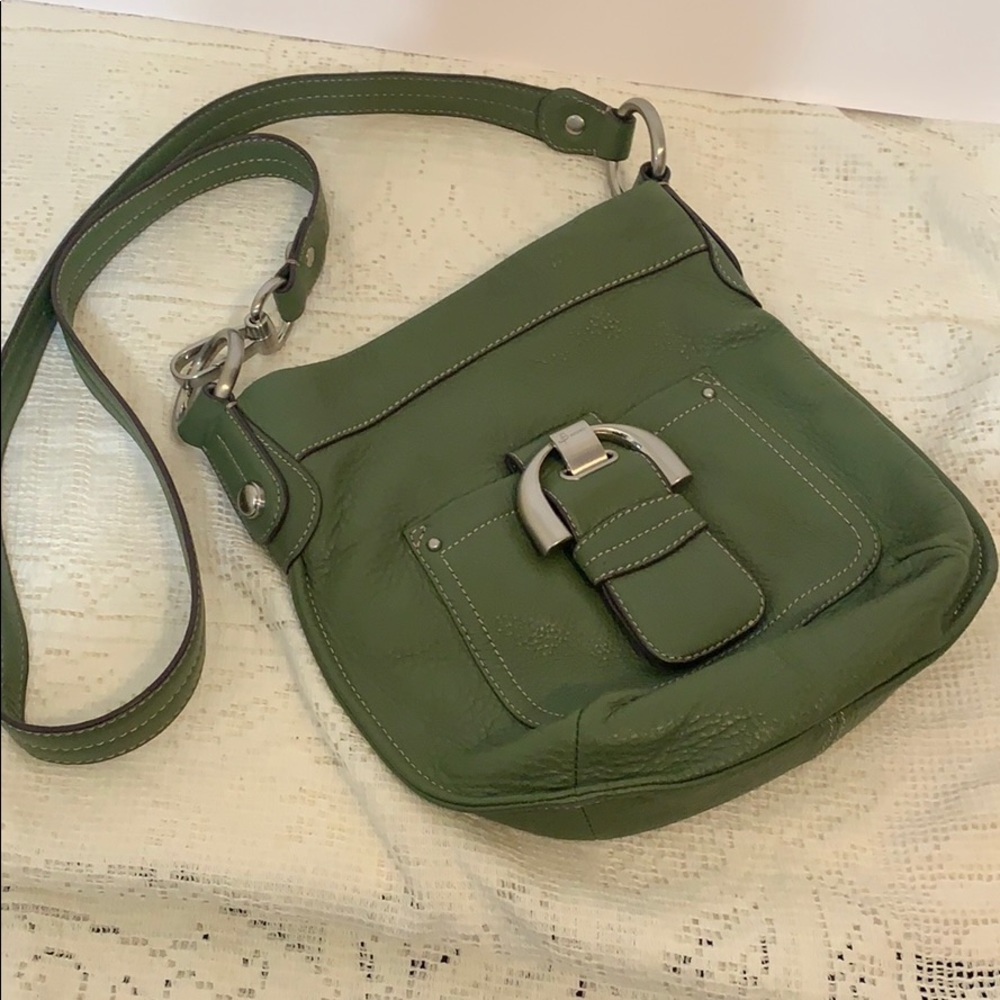B Makowsky Genuine Leather Crossbody Purse - Green